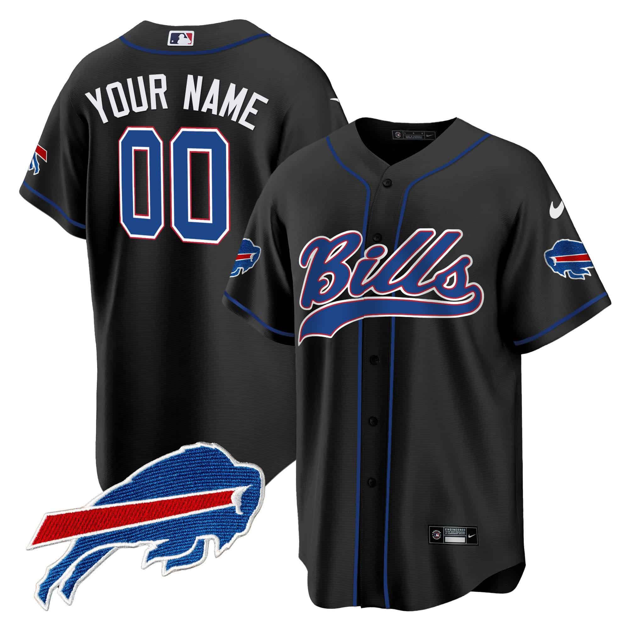 Men Buffalo Bills Black 2024 Nike Baseball Custom NFL Jersey